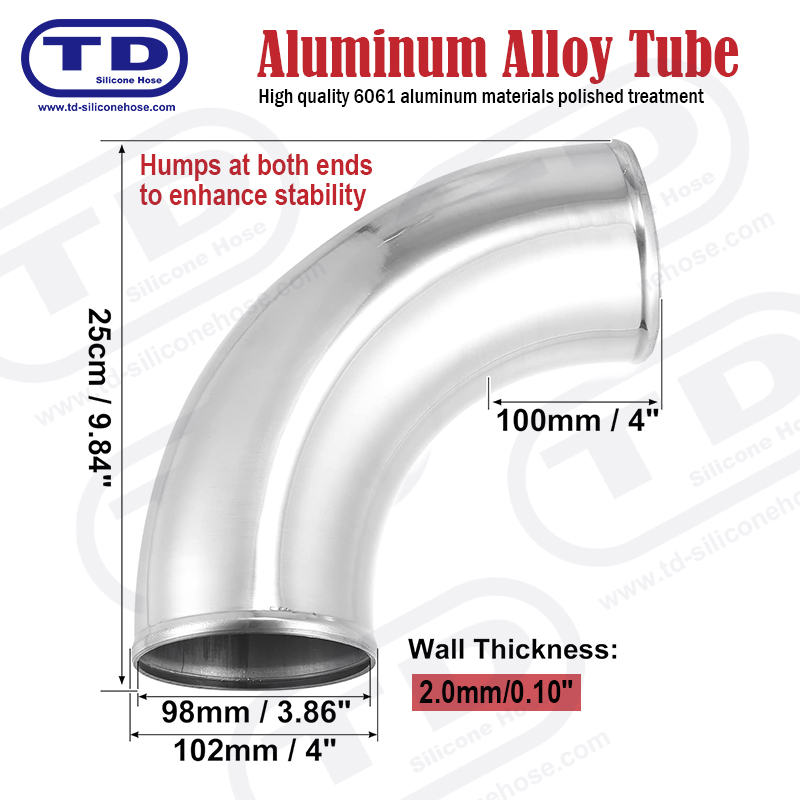 ท่ออลูมิเนียม 90 ° Elbow OD: 4.0 